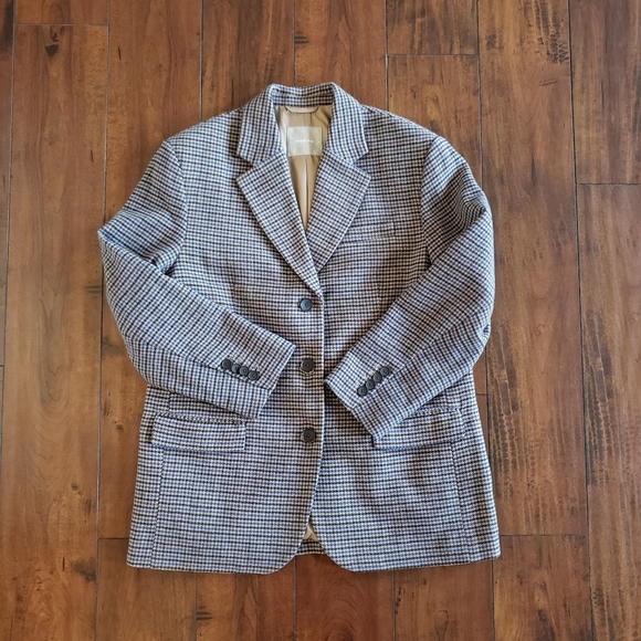 Everlane The ReWool '80s Blazer Houndstooth Plaid Oversized Classic Jacket Sz 12 - Picture 6 of 16
